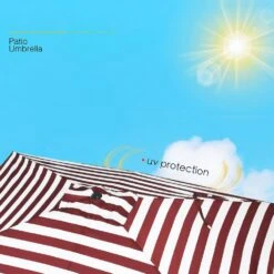 6.5 Ft. X 10 Ft. Steel Market Tilt Patio Umbrella In Red And White -More Furniture Store jearey market umbrellas 6 5jxs rw a0 1000