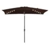 6.5 X 10 Ft. Market Solar LED Lighted Tilt Patio Umbrella Rectangular Outdoor Umbrella In Brown
