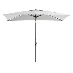 6.5 X 10 Ft. Market Solar LED Lighted Tilt Patio Umbrella Rectangular Outdoor Umbrella In Peacock Gray