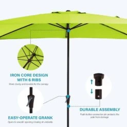 8 Ft. X 10 Ft. Steel Rectangular Market Umbrella In Apple Green -More Furniture Store jearey market umbrellas 8x10jxs agreen c3 1000