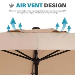 8 Ft. X 10 Ft. Steel Rectangular Market Umbrella In Beige -More Furniture Store jearey market umbrellas 8x10jxs beige 1f 1000