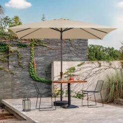 8 Ft. X 10 Ft. Steel Rectangular Market Umbrella In Beige -More Furniture Store jearey market umbrellas 8x10jxs beige 77 1000