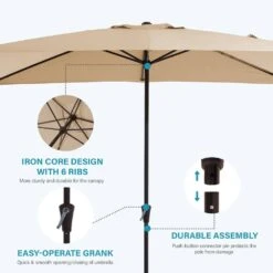 8 Ft. X 10 Ft. Steel Rectangular Market Umbrella In Beige -More Furniture Store jearey market umbrellas 8x10jxs beige c3 1000