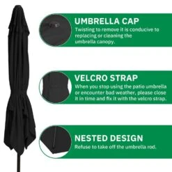 8 Ft. X 10 Ft. Steel Rectangular Market Umbrella In Black -More Furniture Store jearey market umbrellas 8x10jxs black 1f 1000