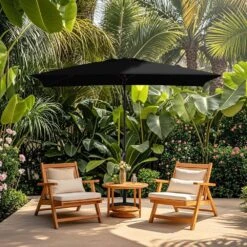 8 Ft. X 10 Ft. Steel Rectangular Market Umbrella In Black -More Furniture Store jearey market umbrellas 8x10jxs black 40 1000