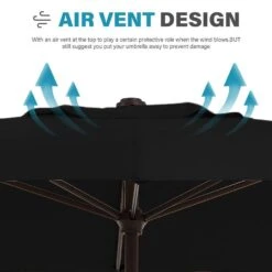 8 Ft. X 10 Ft. Steel Rectangular Market Umbrella In Black -More Furniture Store jearey market umbrellas 8x10jxs black 44 1000