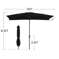 8 Ft. X 10 Ft. Steel Rectangular Market Umbrella In Black -More Furniture Store jearey market umbrellas 8x10jxs black fa 1000