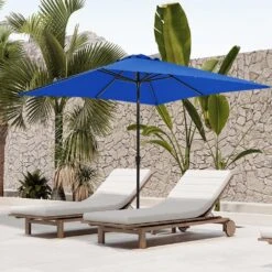 8 Ft. X 10 Ft. Steel Rectangular Market Umbrella In Blue