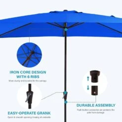 8 Ft. X 10 Ft. Steel Rectangular Market Umbrella In Blue -More Furniture Store jearey market umbrellas 8x10jxs blue c3 1000