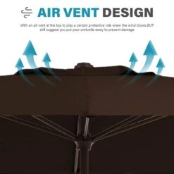 8 Ft. X 10 Ft. Steel Rectangular Market Umbrella In Brown -More Furniture Store jearey market umbrellas 8x10jxs brown 1f 1000