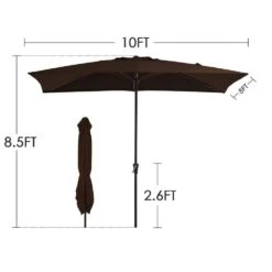 8 Ft. X 10 Ft. Steel Rectangular Market Umbrella In Brown -More Furniture Store jearey market umbrellas 8x10jxs brown 44 1000