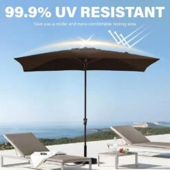 8 Ft. X 10 Ft. Steel Rectangular Market Umbrella In Brown -More Furniture Store jearey market umbrellas 8x10jxs brown 4f 1000