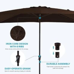 8 Ft. X 10 Ft. Steel Rectangular Market Umbrella In Brown -More Furniture Store jearey market umbrellas 8x10jxs brown c3 1000