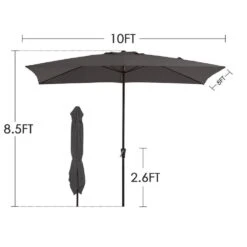 8 Ft. X 10 Ft. Steel Rectangular Market Umbrella In Gray 13 8 Ft. X 10 Ft. Steel Rectangular Market Umbrella In Gray -More Furniture Store jearey market umbrellas 8x10jxs gray 44 1000