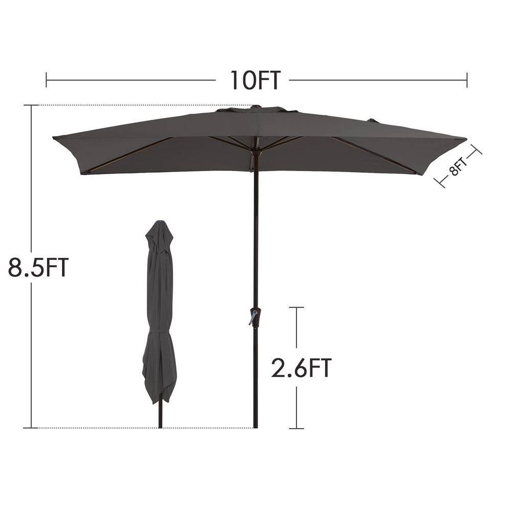 8 Ft. X 10 Ft. Steel Rectangular Market Umbrella In Gray 7 8 Ft. X 10 Ft. Steel Rectangular Market Umbrella In Gray - Image 7