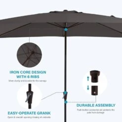 8 Ft. X 10 Ft. Steel Rectangular Market Umbrella In Gray 10 8 Ft. X 10 Ft. Steel Rectangular Market Umbrella In Gray -More Furniture Store jearey market umbrellas 8x10jxs gray c3 1000