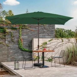 8 Ft. X 10 Ft. Steel Rectangular Market Umbrella In Green