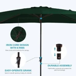 8 Ft. X 10 Ft. Steel Rectangular Market Umbrella In Green -More Furniture Store jearey market umbrellas 8x10jxs green c3 1000