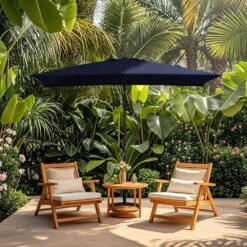 8 Ft. X 10 Ft. Steel Rectangular Market Umbrella In Navy -More Furniture Store jearey market umbrellas 8x10jxs navy 40 1000