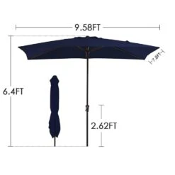 8 Ft. X 10 Ft. Steel Rectangular Market Umbrella In Navy -More Furniture Store jearey market umbrellas 8x10jxs navy 44 1000