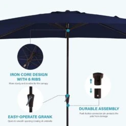 8 Ft. X 10 Ft. Steel Rectangular Market Umbrella In Navy -More Furniture Store jearey market umbrellas 8x10jxs navy c3 1000