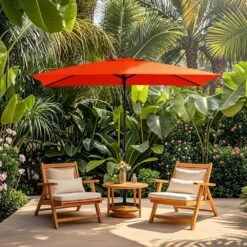 8 Ft. X 10 Ft. Steel Rectangular Market Umbrella In Orange -More Furniture Store jearey market umbrellas 8x10jxs orange 40 1000