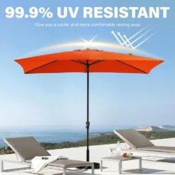 8 Ft. X 10 Ft. Steel Rectangular Market Umbrella In Orange -More Furniture Store jearey market umbrellas 8x10jxs orange 4f 1000