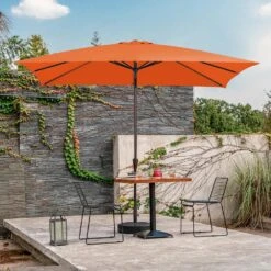 8 Ft. X 10 Ft. Steel Rectangular Market Umbrella In Orange