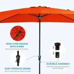 8 Ft. X 10 Ft. Steel Rectangular Market Umbrella In Orange -More Furniture Store jearey market umbrellas 8x10jxs orange c3 1000