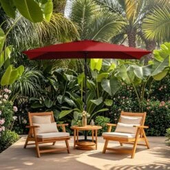 8 Ft. X 10 Ft. Steel Rectangular Market Umbrella In Red -More Furniture Store jearey market umbrellas 8x10jxs red 40 1000