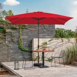 8 Ft. X 10 Ft. Steel Rectangular Market Umbrella In Red