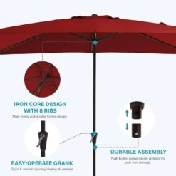 8 Ft. X 10 Ft. Steel Rectangular Market Umbrella In Red -More Furniture Store jearey market umbrellas 8x10jxs red c3 1000