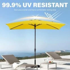 8 Ft. X 10 Ft. Steel Rectangular Market Umbrella In Yellow -More Furniture Store jearey market umbrellas 8x10jxs yellow 44 1000