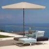 6.5 Ft X 10 Ft. Rectangular Steel Market Crank And Tilt Outdoor Patio Umbrella In Tan