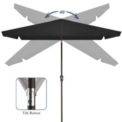 6.5 Ft X 10 Ft. Rectangular Steel Market Crank And Tilt Outdoor Patio Umbrella In Black -More Furniture Store jearey market umbrellas cb 6 5 10 bk 1f 1000