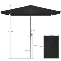 6.5 Ft X 10 Ft. Rectangular Steel Market Crank And Tilt Outdoor Patio Umbrella In Black -More Furniture Store jearey market umbrellas cb 6 5 10 bk 77 1000