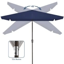 6.5 Ft X 10 Ft. Rectangular Steel Market Crank And Tilt Outdoor Patio Umbrella In Navy -More Furniture Store jearey market umbrellas cb 6 5 10 nv 1f 1000