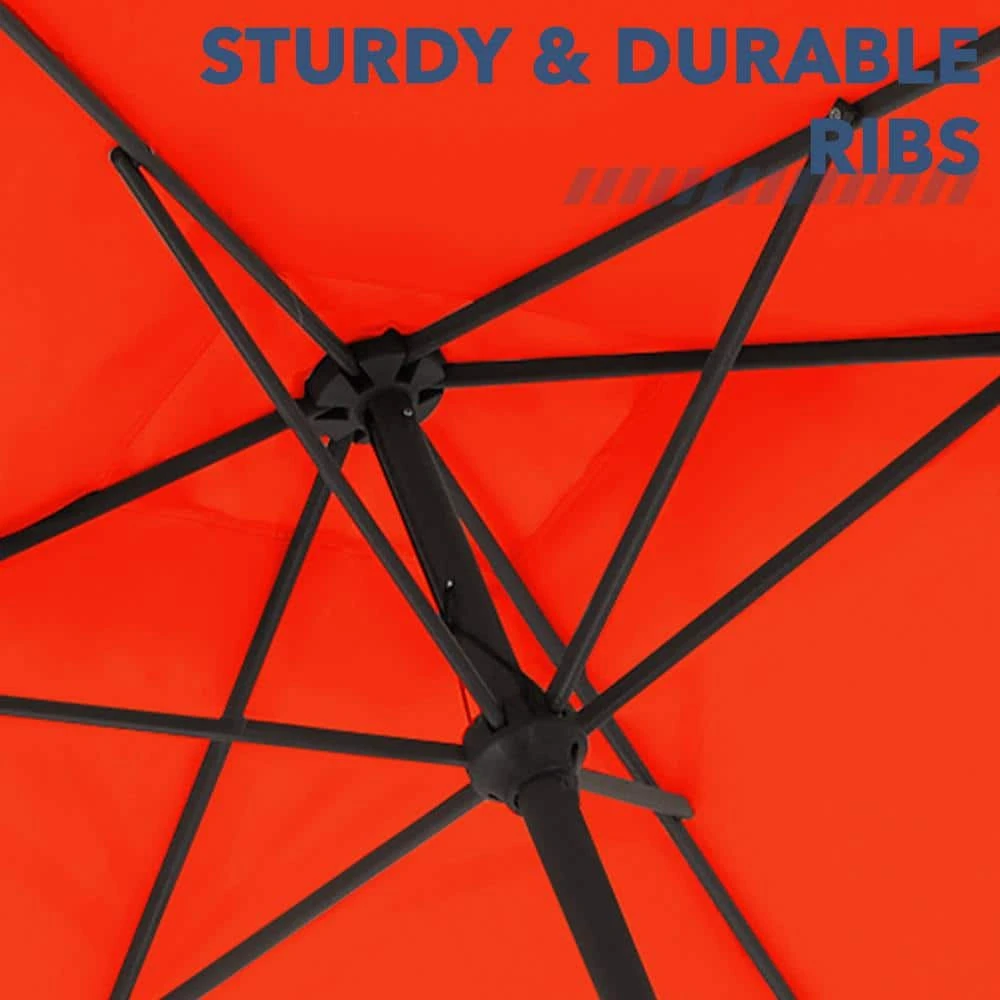 6.5 Ft. X 10 Ft. Rectangular Steel Market Crank And Tilt Outdoor Patio Umbrella In Pumpkin 8 6.5 Ft. X 10 Ft. Rectangular Steel Market Crank And Tilt Outdoor Patio Umbrella In Pumpkin - Image 8