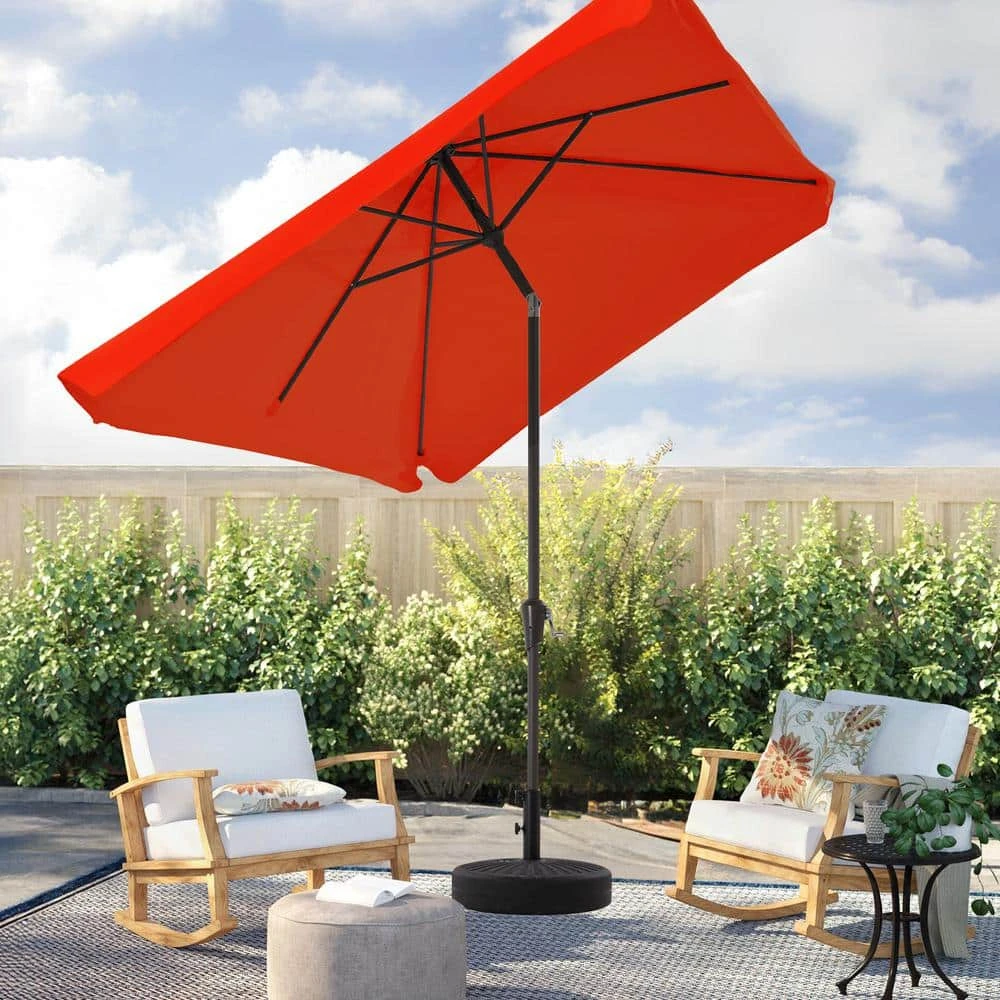 6.5 Ft. X 10 Ft. Rectangular Steel Market Crank And Tilt Outdoor Patio Umbrella In Pumpkin 2 6.5 Ft. X 10 Ft. Rectangular Steel Market Crank And Tilt Outdoor Patio Umbrella In Pumpkin - Image 2