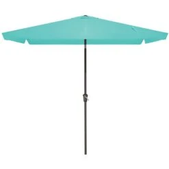 6.5 Ft X 10 Ft. Rectangular Steel Market Crank And Tilt Outdoor Patio Umbrella In Peacock Blue -More Furniture Store jearey market umbrellas cb 6 5 10 pb 40 1000