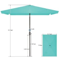 6.5 Ft X 10 Ft. Rectangular Steel Market Crank And Tilt Outdoor Patio Umbrella In Peacock Blue -More Furniture Store jearey market umbrellas cb 6 5 10 pb 77 1000
