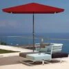 6.5 Ft. X 10 Ft. Rectangular Steel Market Crank And Tilt Outdoor Patio Umbrella In Red