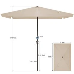 8 Ft X 10 Ft. Rectangular Steel Market Crank And Tilt Outdoor Patio Umbrella In Tan -More Furniture Store jearey market umbrellas cb 8 10 bg 77 1000