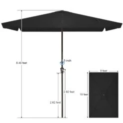 8 Ft X 10 Ft. Rectangular Steel Market Crank And Tilt Outdoor Patio Umbrella In Black 11 8 Ft X 10 Ft. Rectangular Steel Market Crank And Tilt Outdoor Patio Umbrella In Black -More Furniture Store jearey market umbrellas cb 8 10 bk 77 1000