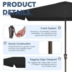 8 Ft X 10 Ft. Rectangular Steel Market Crank And Tilt Outdoor Patio Umbrella In Black 12 8 Ft X 10 Ft. Rectangular Steel Market Crank And Tilt Outdoor Patio Umbrella In Black -More Furniture Store jearey market umbrellas cb 8 10 bk c3 1000
