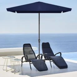 8 Ft X 10 Ft. Rectangular Steel Market Crank And Tilt Outdoor Patio Umbrella In Navy