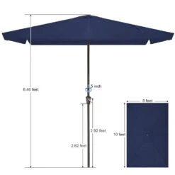8 Ft X 10 Ft. Rectangular Steel Market Crank And Tilt Outdoor Patio Umbrella In Navy -More Furniture Store jearey market umbrellas cb 8 10 nv 77 1000