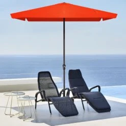 8 Ft X 10 Ft. Rectangular Steel Market Crank And Tilt Outdoor Patio Umbrella In Pumpkin