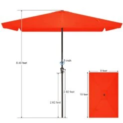 8 Ft X 10 Ft. Rectangular Steel Market Crank And Tilt Outdoor Patio Umbrella In Pumpkin 11 8 Ft X 10 Ft. Rectangular Steel Market Crank And Tilt Outdoor Patio Umbrella In Pumpkin -More Furniture Store jearey market umbrellas cb 8 10 og 77 1000