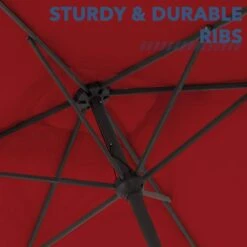 8 Ft X 10 Ft. Rectangular Steel Market Crank And Tilt Outdoor Patio Umbrella In Red -More Furniture Store jearey market umbrellas cb 8 10 rd 1f 1000